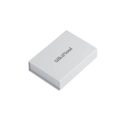Silk&Soul silver logo white cardboard gift box for silk accessories