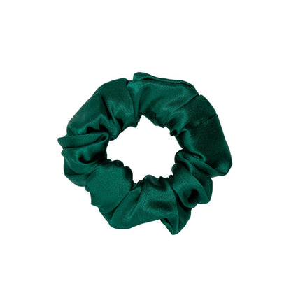 pine green wide silk scrunchie 3.5 cm voluminous hair tie