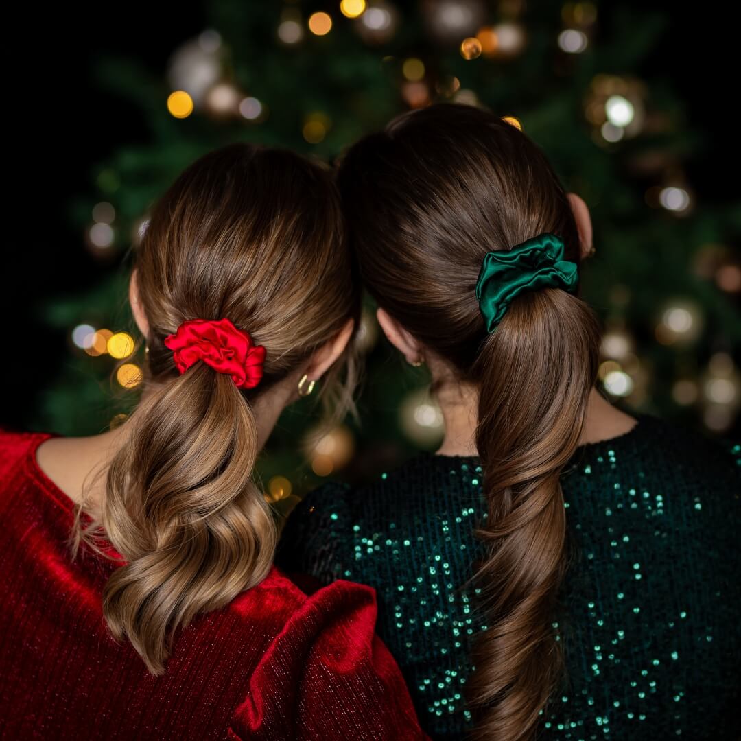 Scrunchie din mătase – verde pin